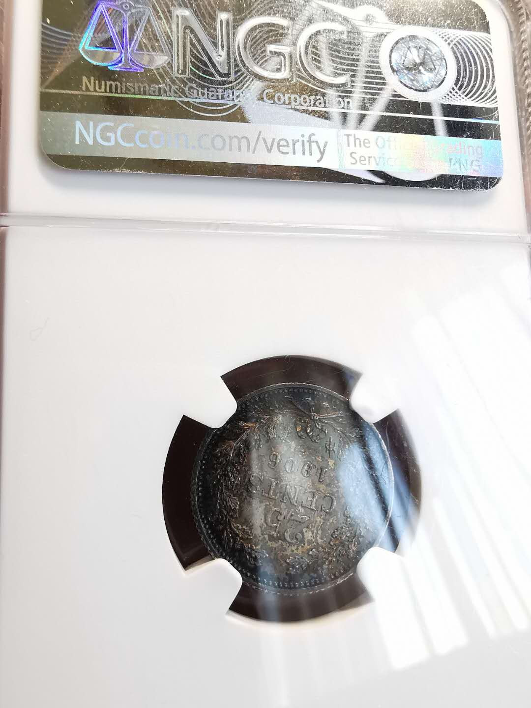 凡希社世界钱币微拍第一百三十六期 1906荷兰威廉明娜小皇冠25分NGC-MS63五彩！