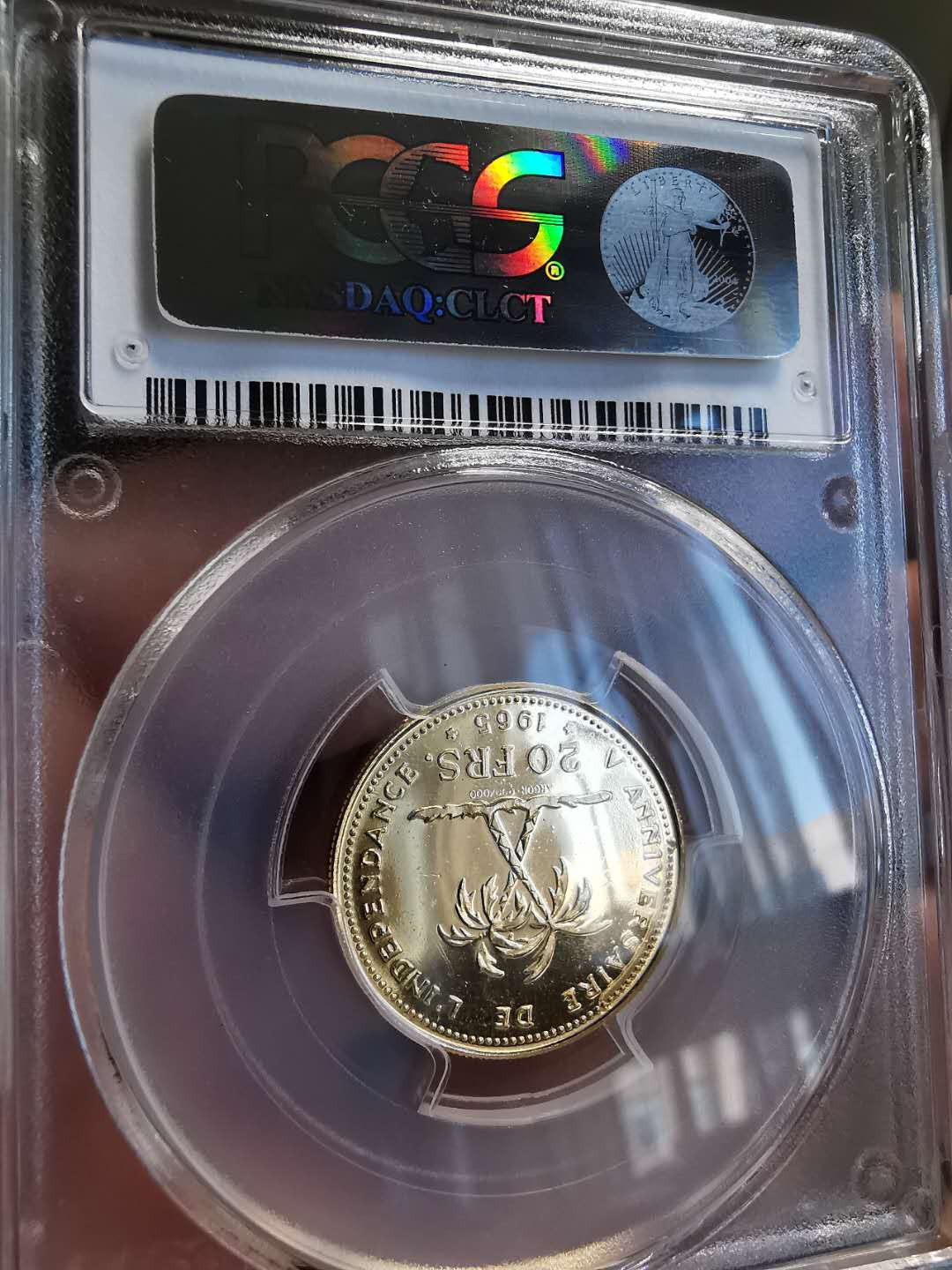 凡希社世界钱币微拍第一百三十六期 1965刚果共和国20法郎金币PCGS-PF65DCAM