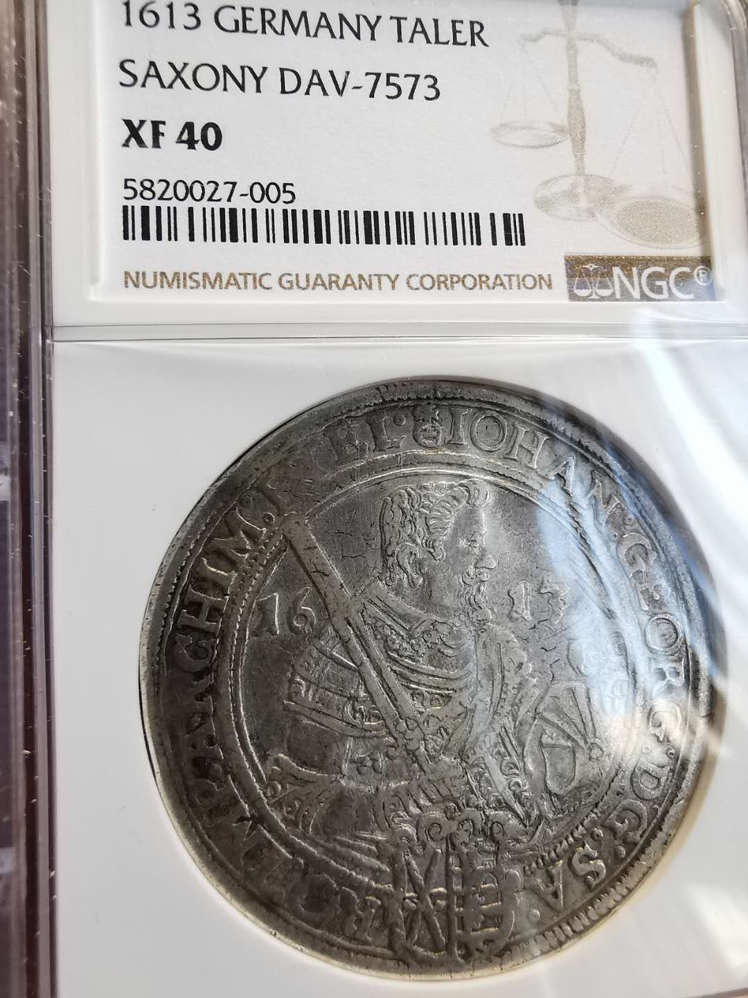 凡希社世界钱币微拍第一百三十六期 荐！1614萨克森双摄政大型泰勒NGC-XF40