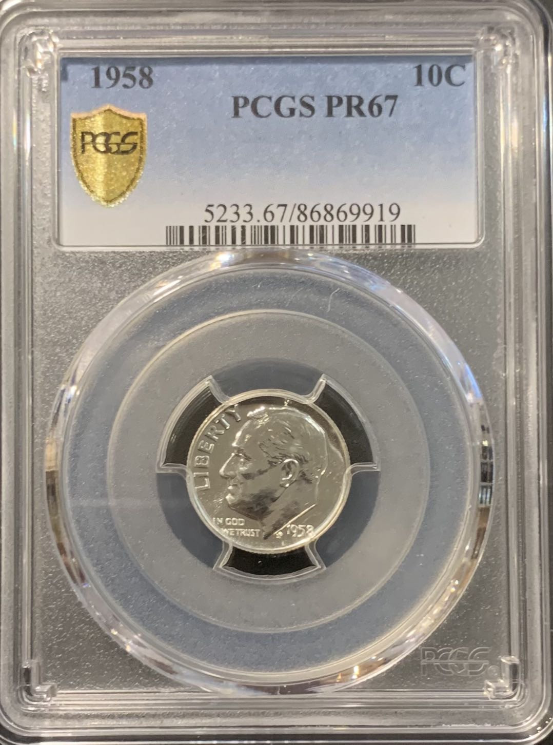 紫瑗钱币——微拍第115期 美国 1958年 罗斯福 10美分 精制 PCGS PR67