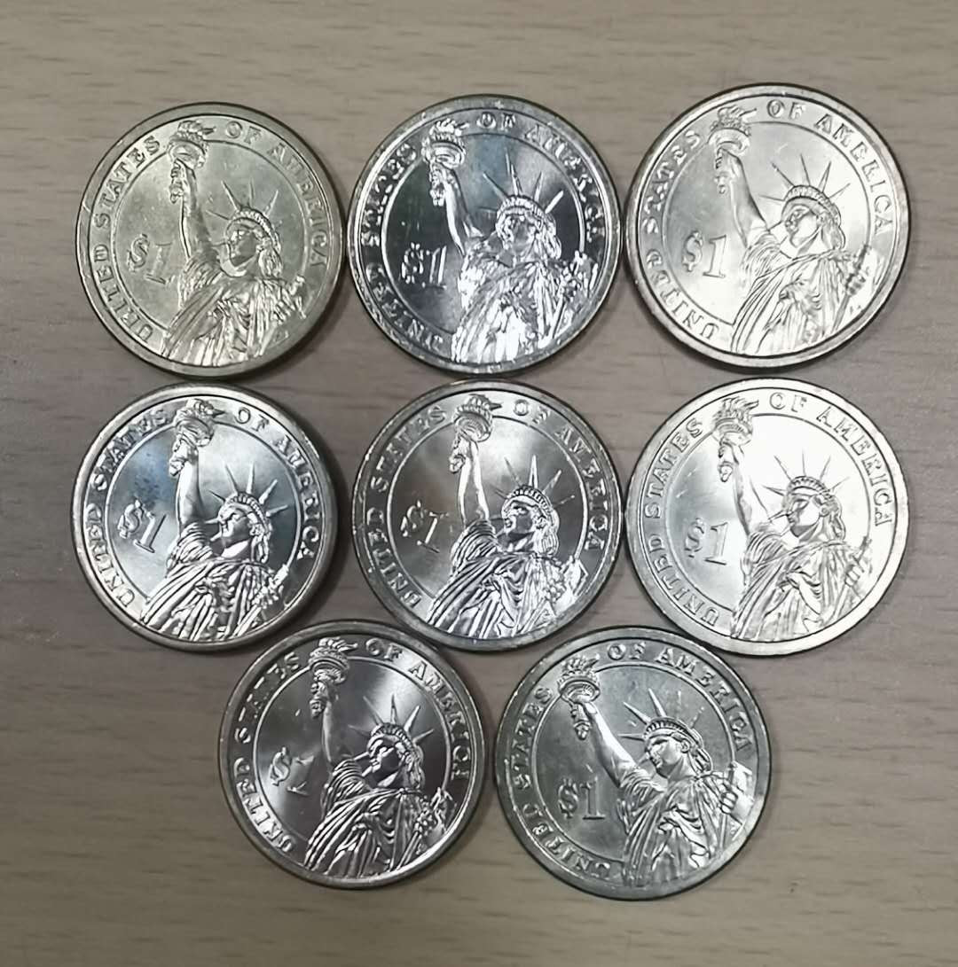 北京马甸外币专卖拍卖第二十七期，非贵金属流通币，纪念币专场，陆续上新，欢迎关注。 美国总统纪念币8枚，品相如图