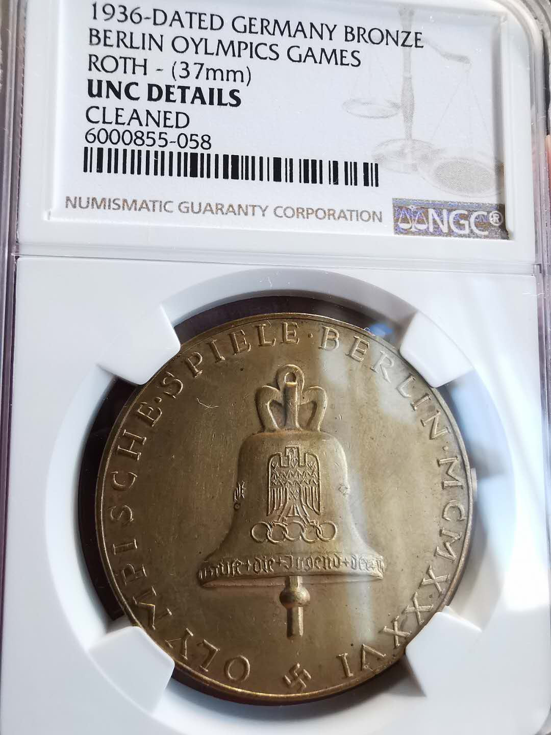 凡希社世界钱币微拍第一百三十六期 1936德国柏林奥运会纪念铜章NGC-UNCD