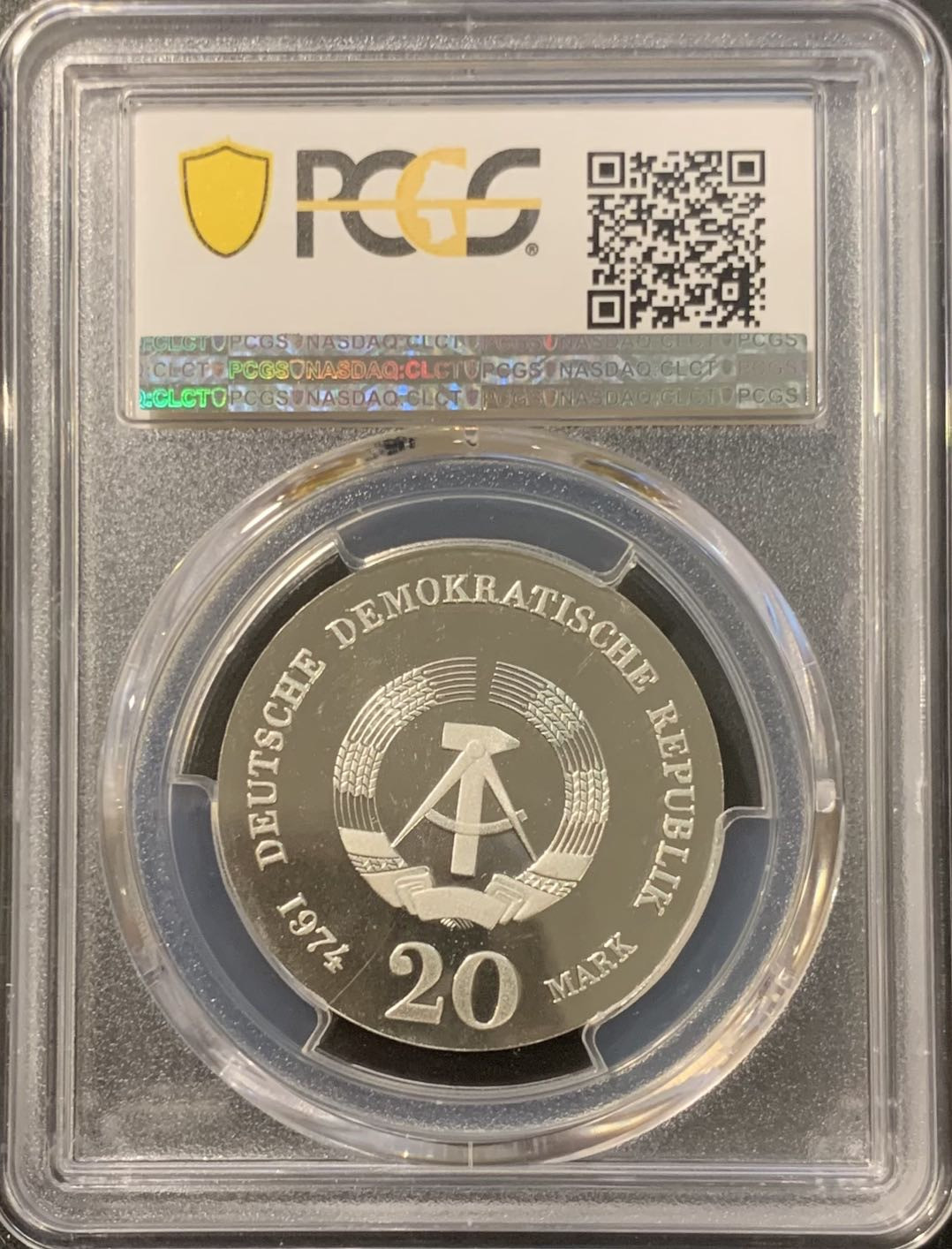 紫瑗钱币——微拍第115期 东德 1974年 哲学家康德逝世250周年 20马克 PCGS PR68 DCAM