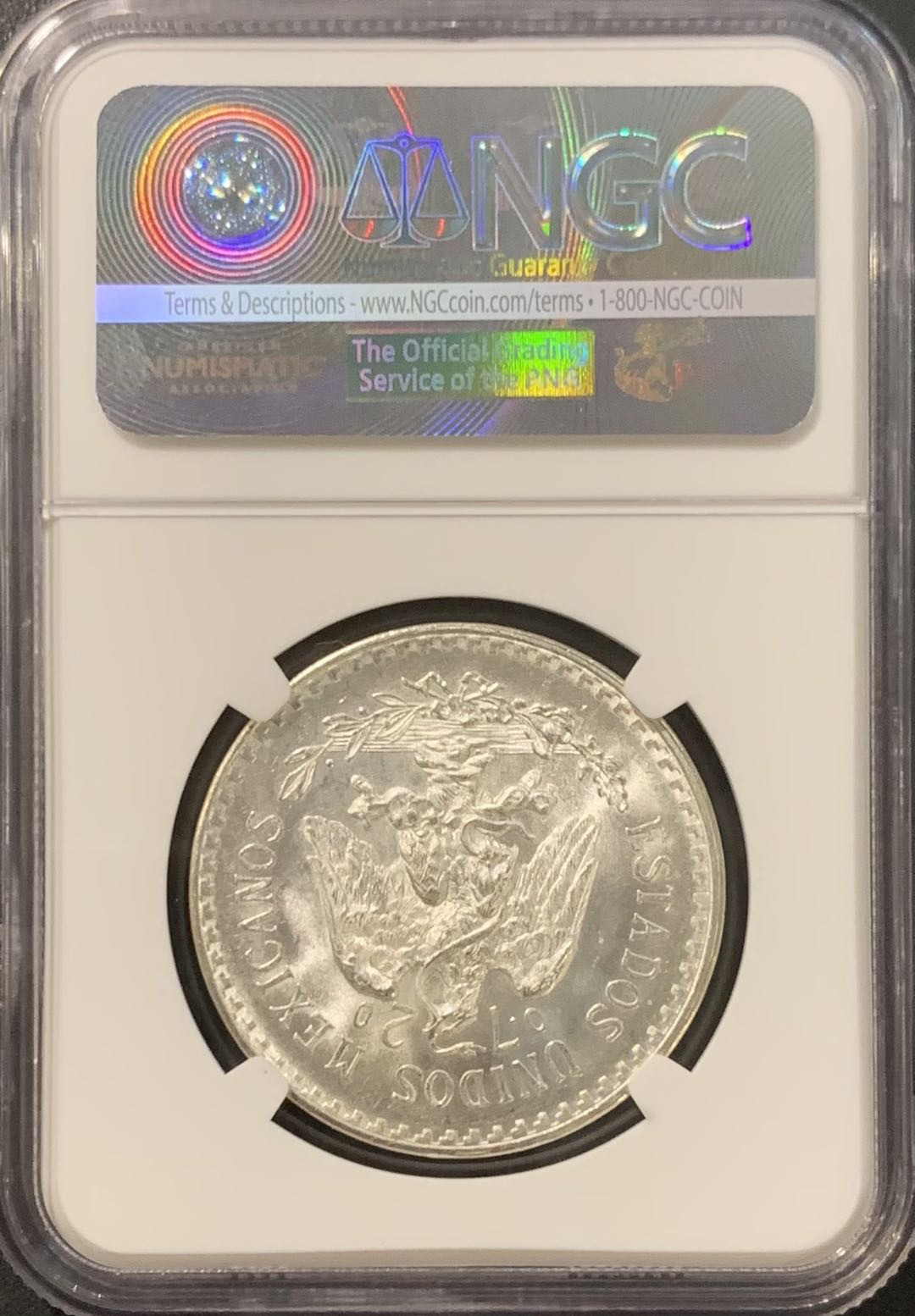 紫瑗钱币——微拍第115期 墨西哥 1943年 鹰洋 1比索 16.6克 0.72银 NGC MS65+