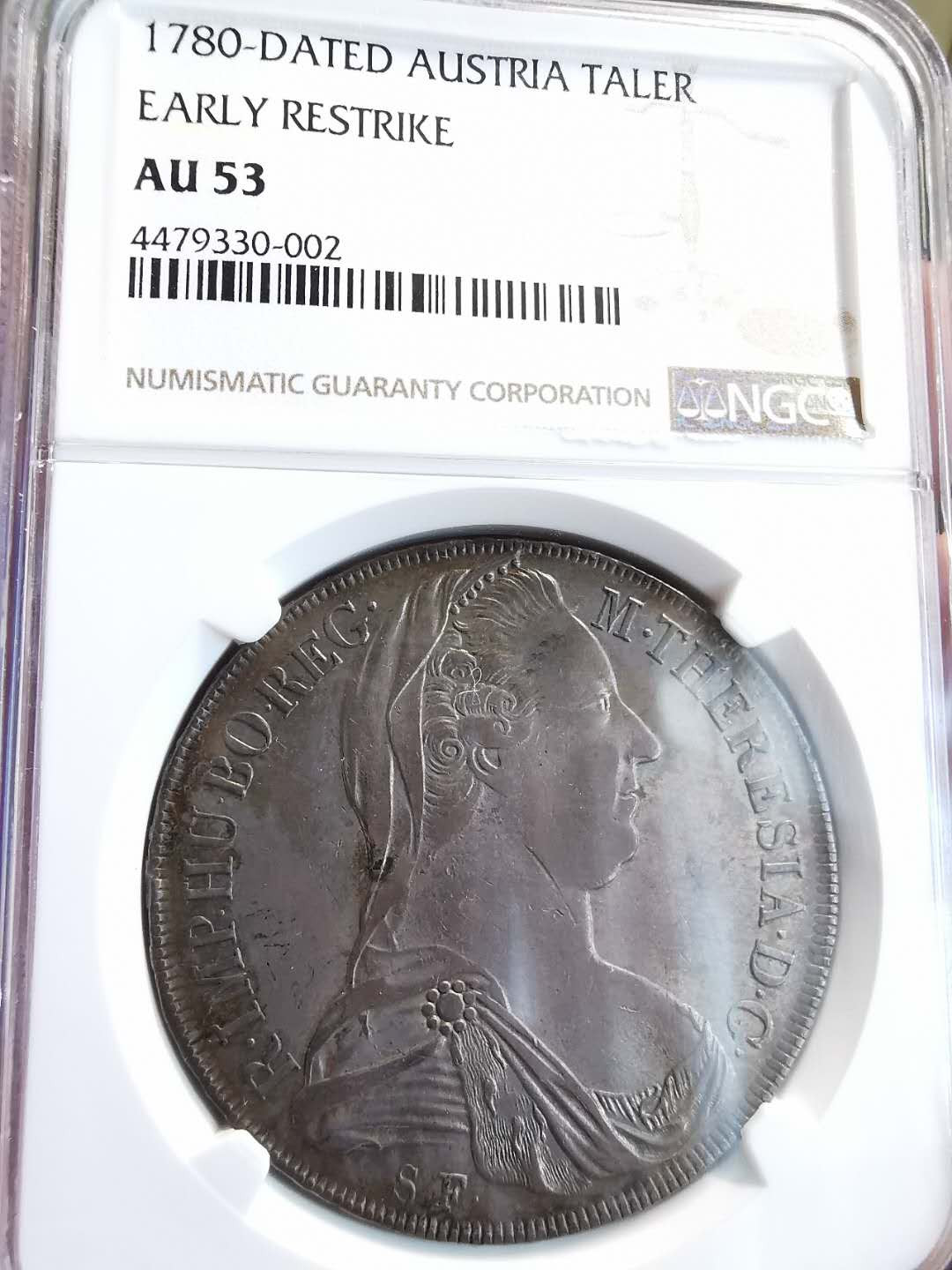 凡希社世界钱币微拍第一百三十六期 1780奥地利玛利亚泰勒NGC-AU53