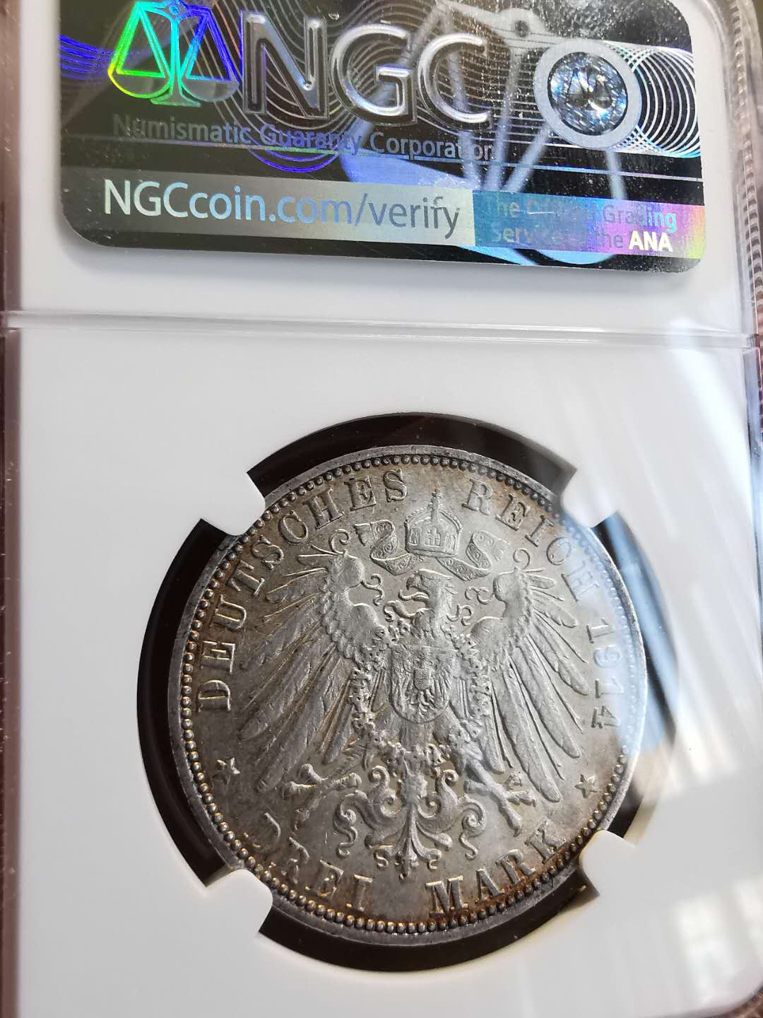凡希社世界钱币微拍第一百三十六期 1914符腾堡3马克NGC-AU58