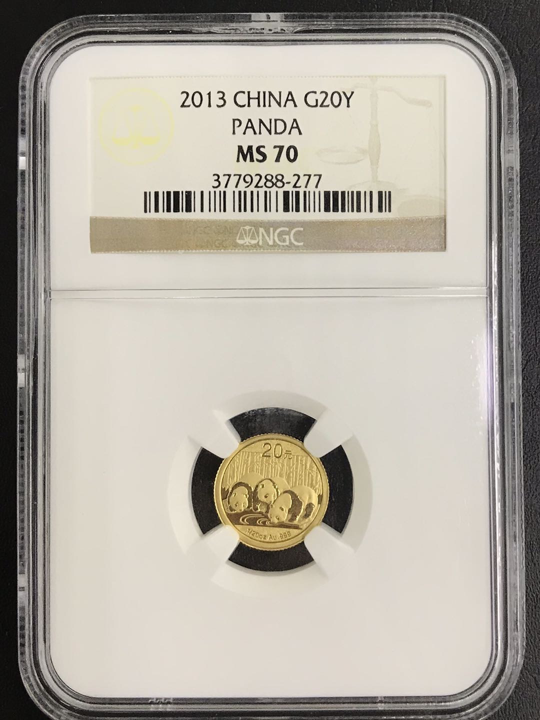 【随心拍&Getcoins】钱币拍卖第七十三期～ 2013年熊猫1/20盎司熊猫金币NGC70