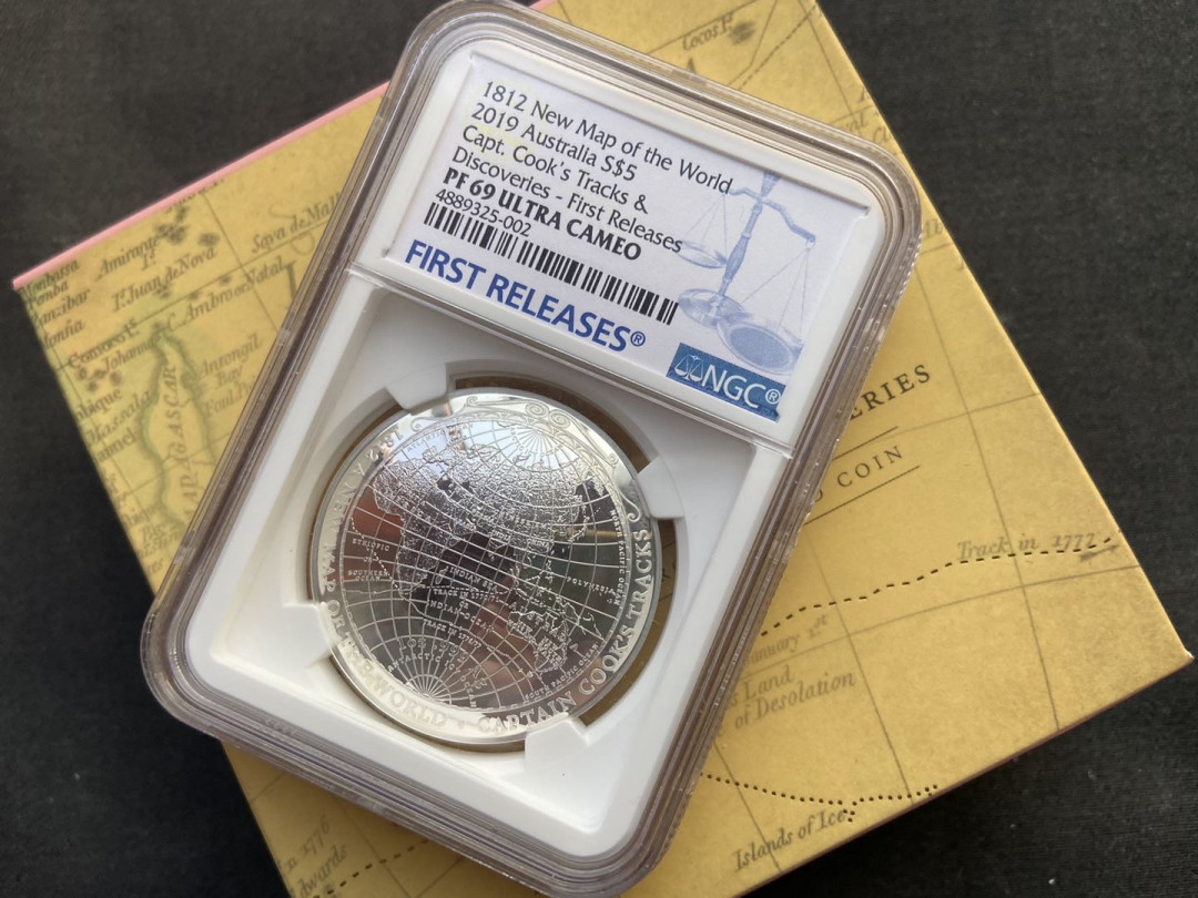 【币观天下】第127期钱币拍卖～ 【澳大利亚】2019地图弧形银币【蓝标ngc69】