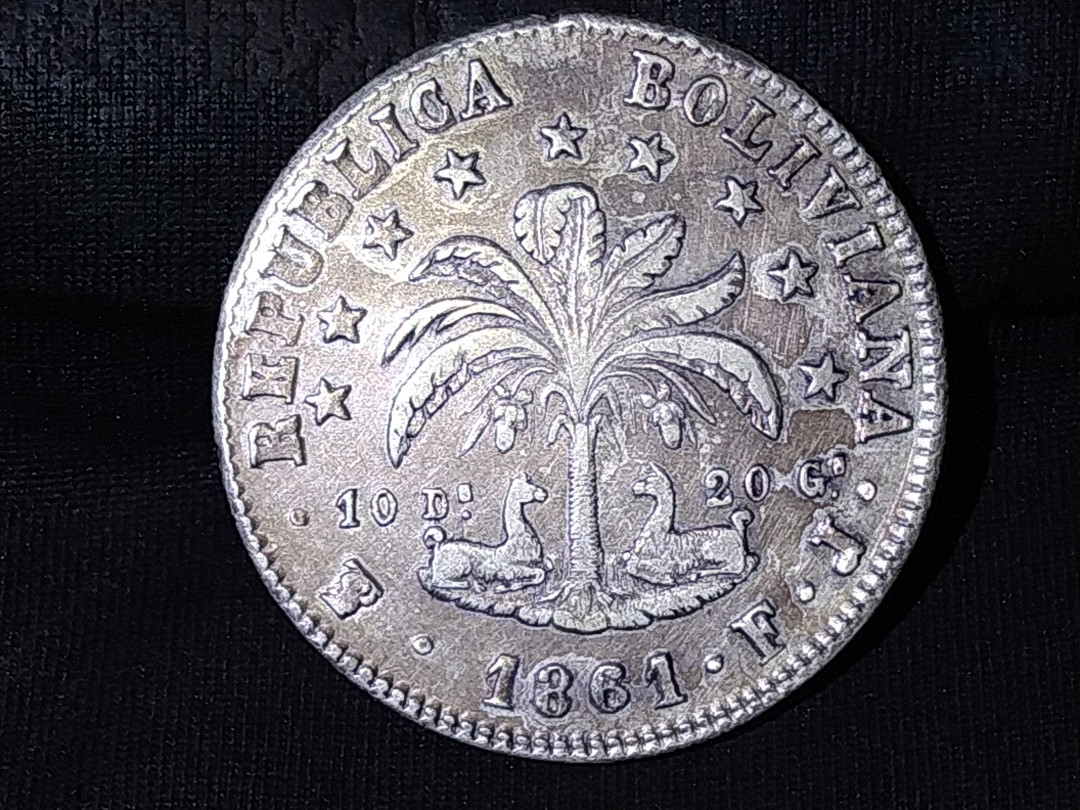 世界钱币章牌书籍拍卖专场第5期 1861年 玻利维亚 8R 神兽大银币