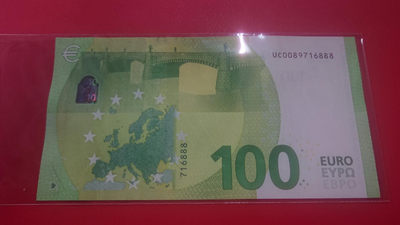 【囧羊收藏】精选微拍第1期~世界钱币场 2019年版欧元100 豹子号888全程无4 全新UNC保真