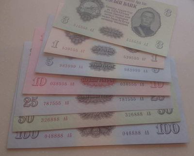 【囧羊收藏】精选微拍第1期~世界钱币场 - 1955年蒙古7张全套 各面值均为豹子号或狮子号 全新UNC