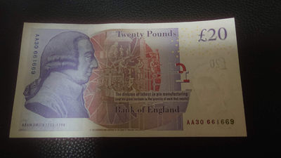 【囧羊收藏】精选微拍第1期~世界钱币场 - 2006年英国F序列20镑 首发AA冠全程无47 全新UNC