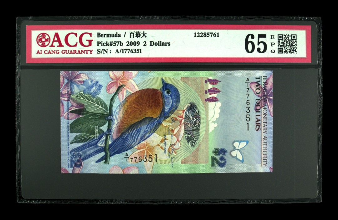 《粤典集藏》世界外钞小品种第一期 百慕大2元2009 ACG65分