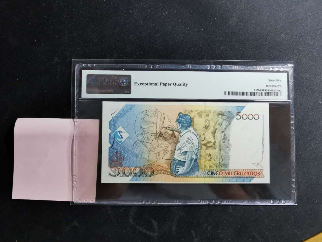 【鲸贝乐淘】千字文·第“右通广内，左达承明”号拍卖 【巴西🇧🇷 】1989年5000元，A冠，冠军分，PMG65E 