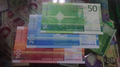 【囧羊收藏】精选微拍第1期~世界钱币场 挪威2015-17版50+100+200克朗 三张小全套 全新UNC