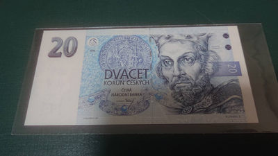 【囧羊收藏】精选微拍第1期~世界钱币场 1994年捷克20克朗 豹子号999 全新UNC