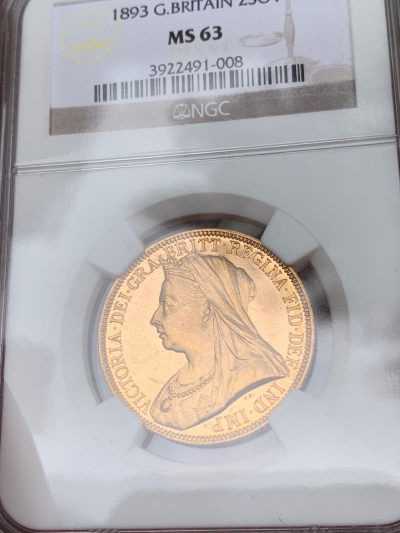 1893年英国维多利亚2镑 NGC-MS63   - 1893年英国维多利亚2镑 NGC-MS63  