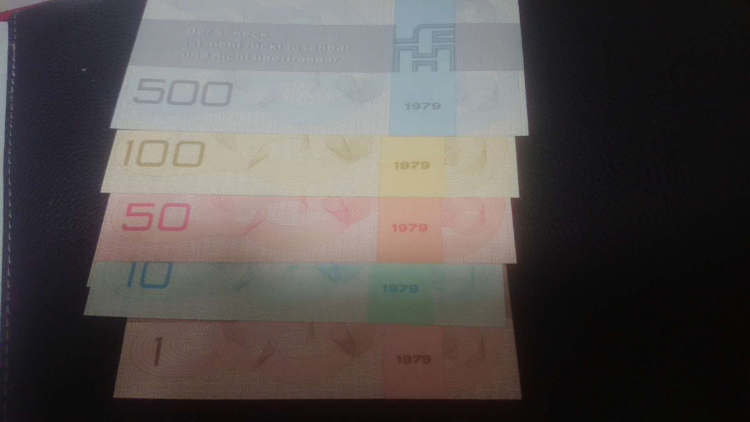 【囧羊收藏】精选微拍第2期~中外钱币场 双11特别版 1979年德国外汇券 1,5,10,50,100,500六张 全新UNC