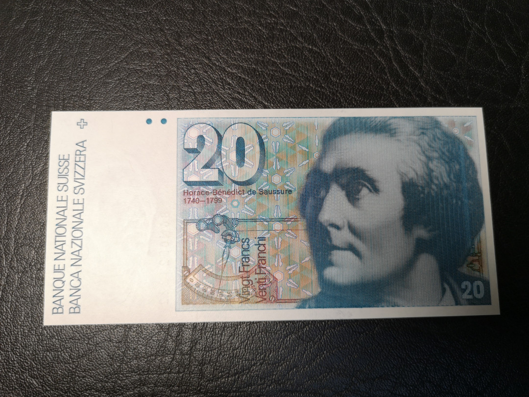 《外钞收藏家》第九十期 拍卖 1986年瑞士20法郎  222豹子号 全新绝品