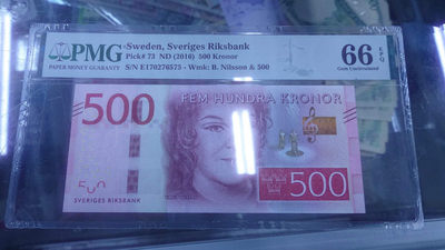 【囧羊收藏】精选微拍第1期~世界钱币场 2016年瑞典500克朗 PMG66E 全新UNC