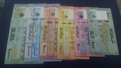 【囧羊收藏】精选微拍第1期~世界钱币场 黎巴嫩现行版全套 1000-100000六张 全新UNC保真（汇率828）