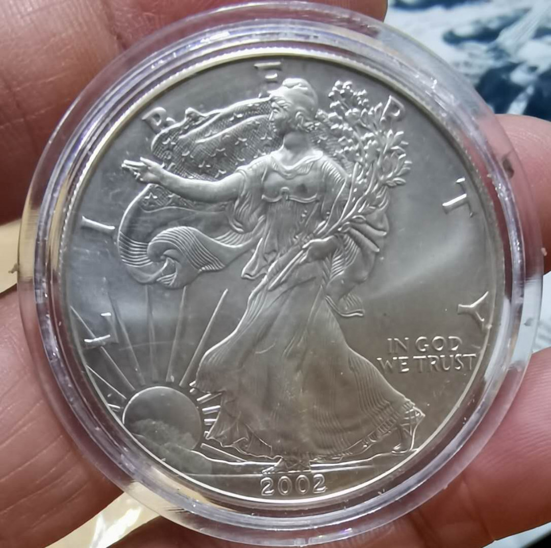 马甸外币专卖微拍第二十九期，银币专场，陆续上新，欢迎关注 2002年美国散花女神1盎司银币，品相如图