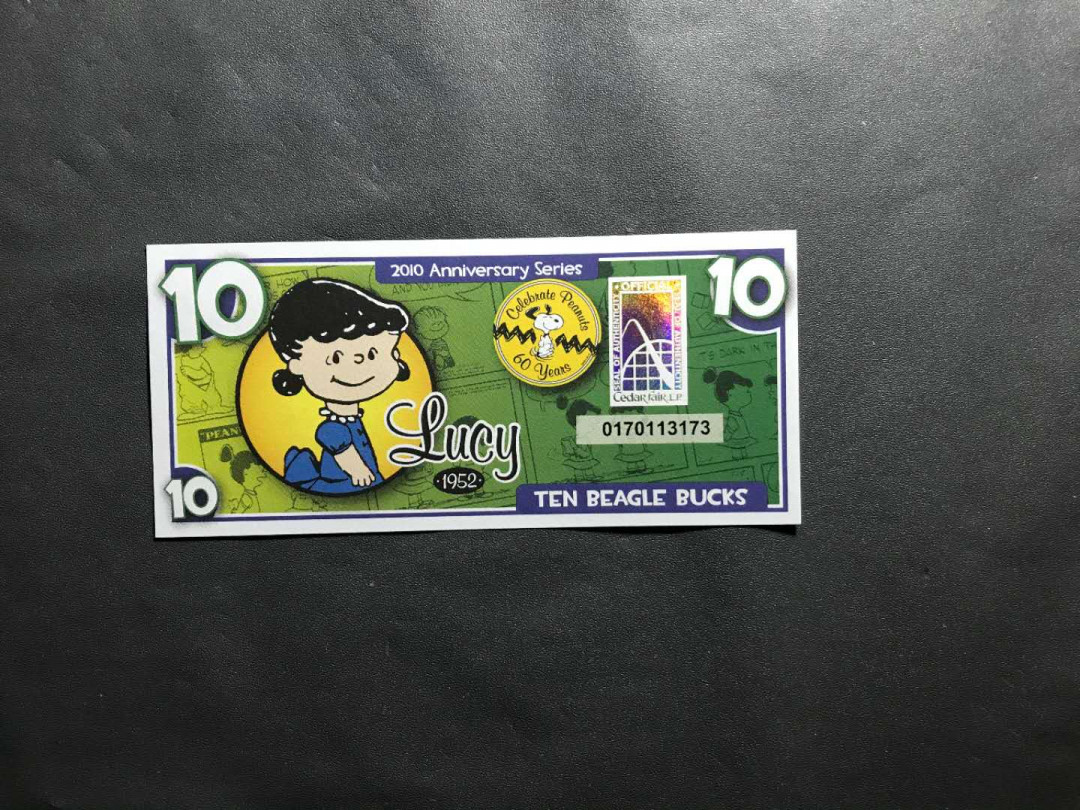 【鲸贝乐淘】千字文·第“杜稿钟隶，漆书壁经”号拍卖 56，美国2010年迪士尼10美元纪念钞无47一张绝品