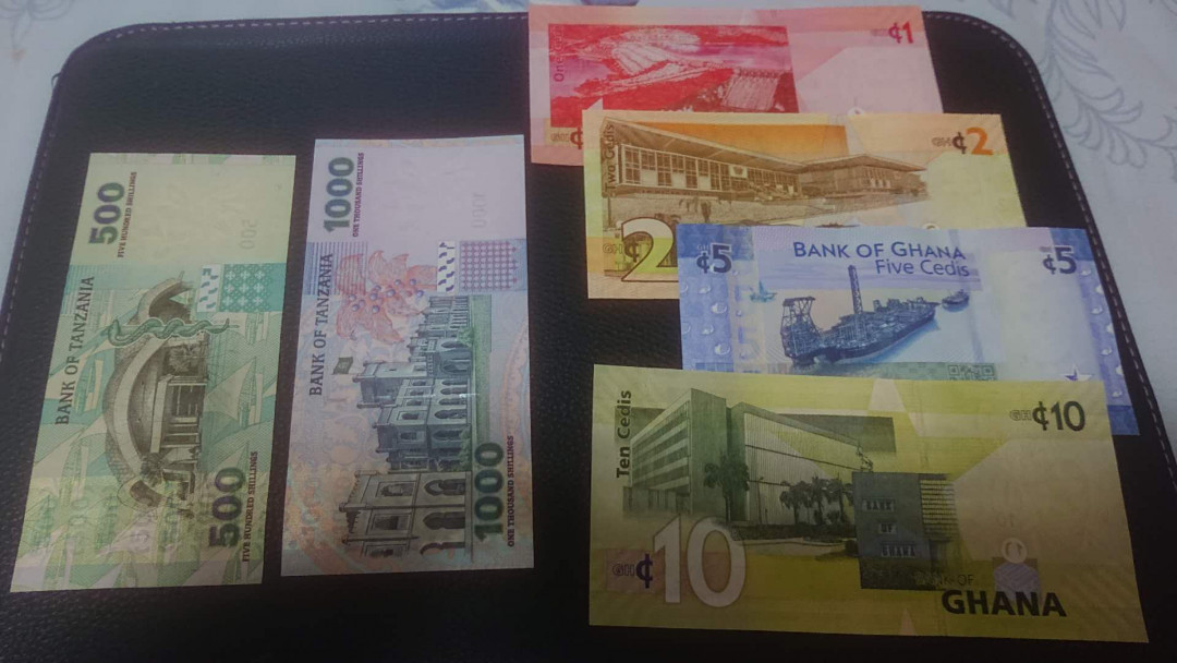 【囧羊收藏】精选微拍第3场~裸币场 11.15晚八点半 非洲杂币 坦桑尼亚500+100，加纳1+2+5+10 全新UNC