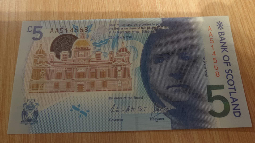 【囧羊收藏】精选微拍第2期~中外钱币场 双11特别版 2016年苏格兰5镑 首发AA冠 全新UNC