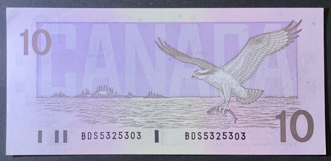 紫瑗钱币—微拍第118期 —纸币场 加拿大 1989年 约翰麦克唐纳爵士 10元 UNC （P-96b)