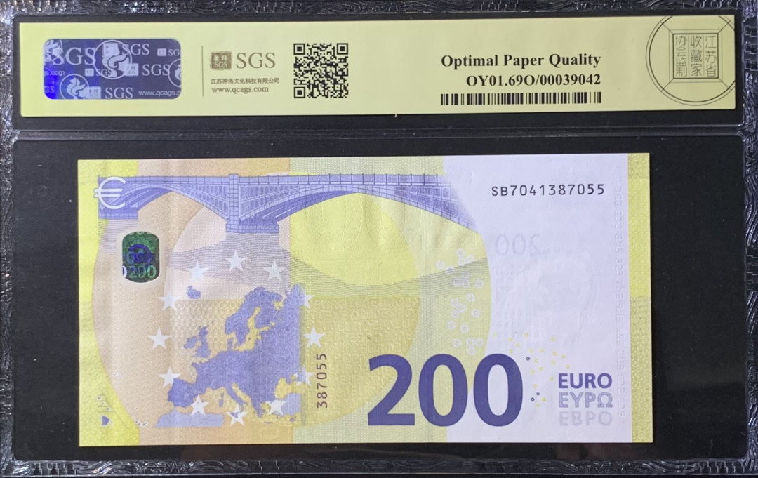 紫瑗钱币—微拍第118期 —纸币场 欧元 2019年 西班牙 200欧元 美评 SGS 69 EPQ