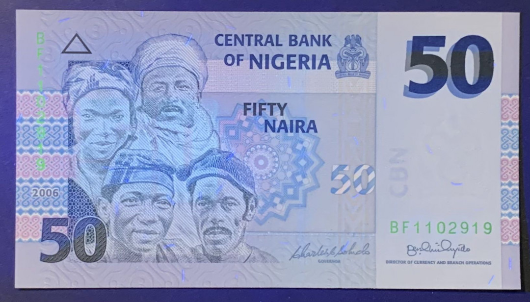 紫瑗钱币—微拍第118期 —纸币场 尼日利亚 2006年 四位工人 50奈拉 UNC（P-35a）