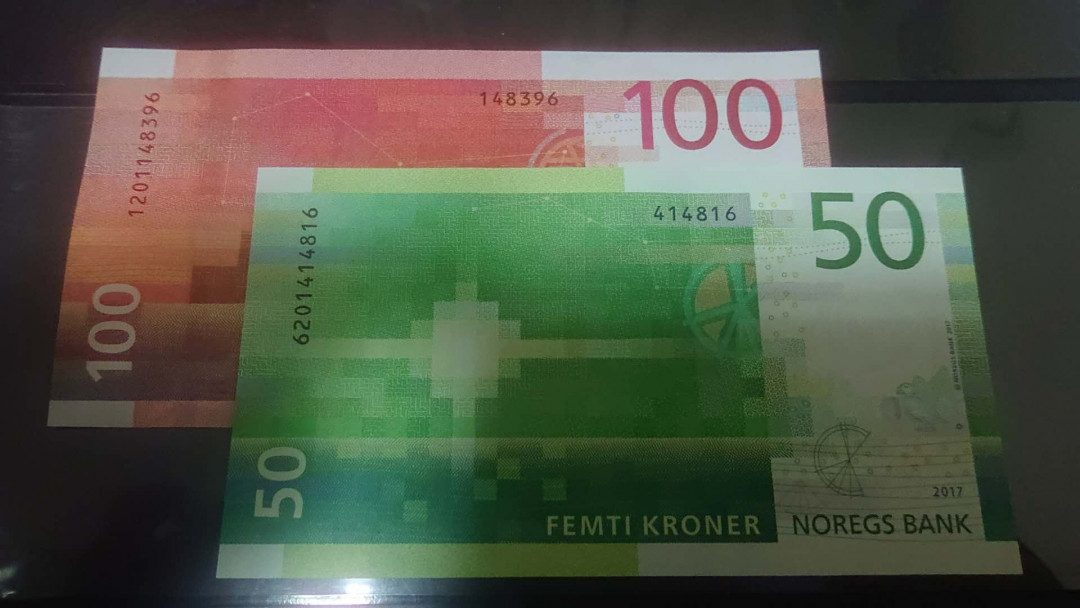 【囧羊收藏】精选微拍第3场~裸币场 11.15晚八点半 挪威50+100克朗各一张 全新UNC