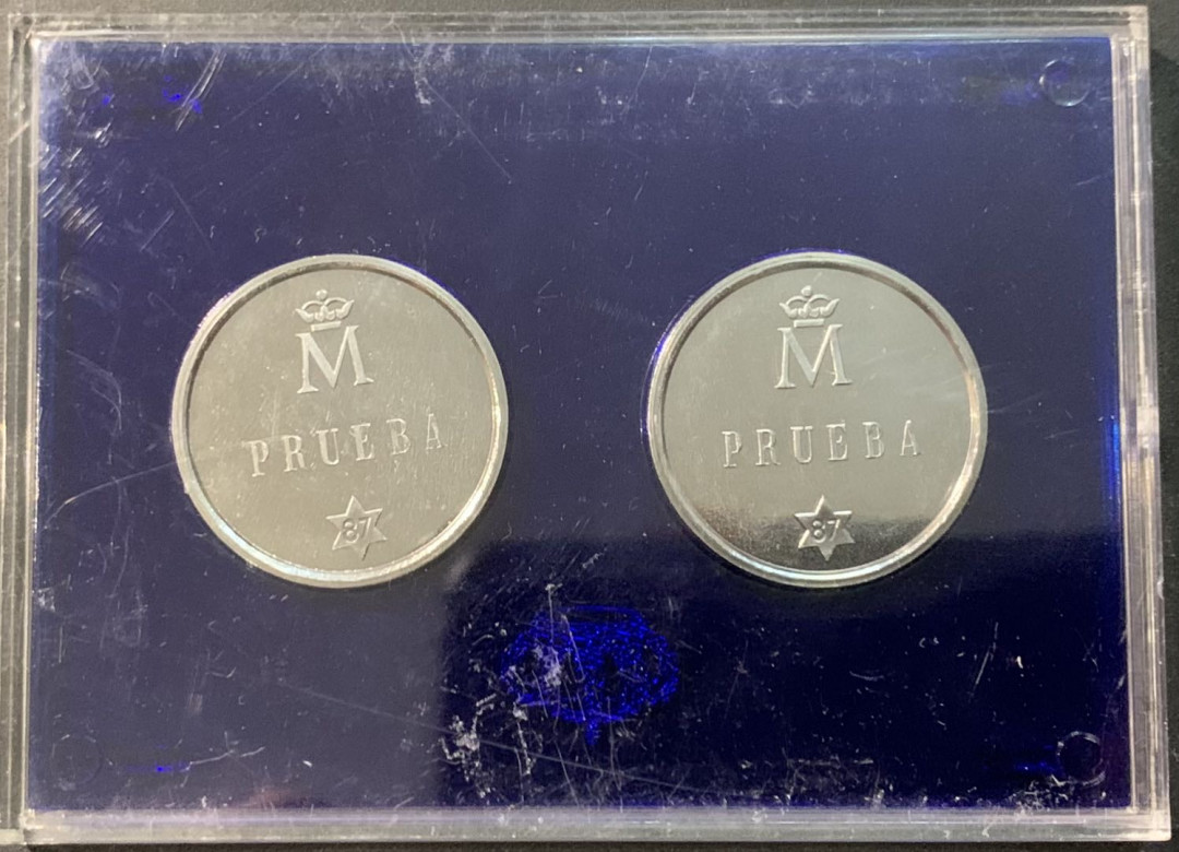 紫瑗钱币—微拍第119期  西班牙 1987年 500比塞塔 样币 2枚一套 原厂盒