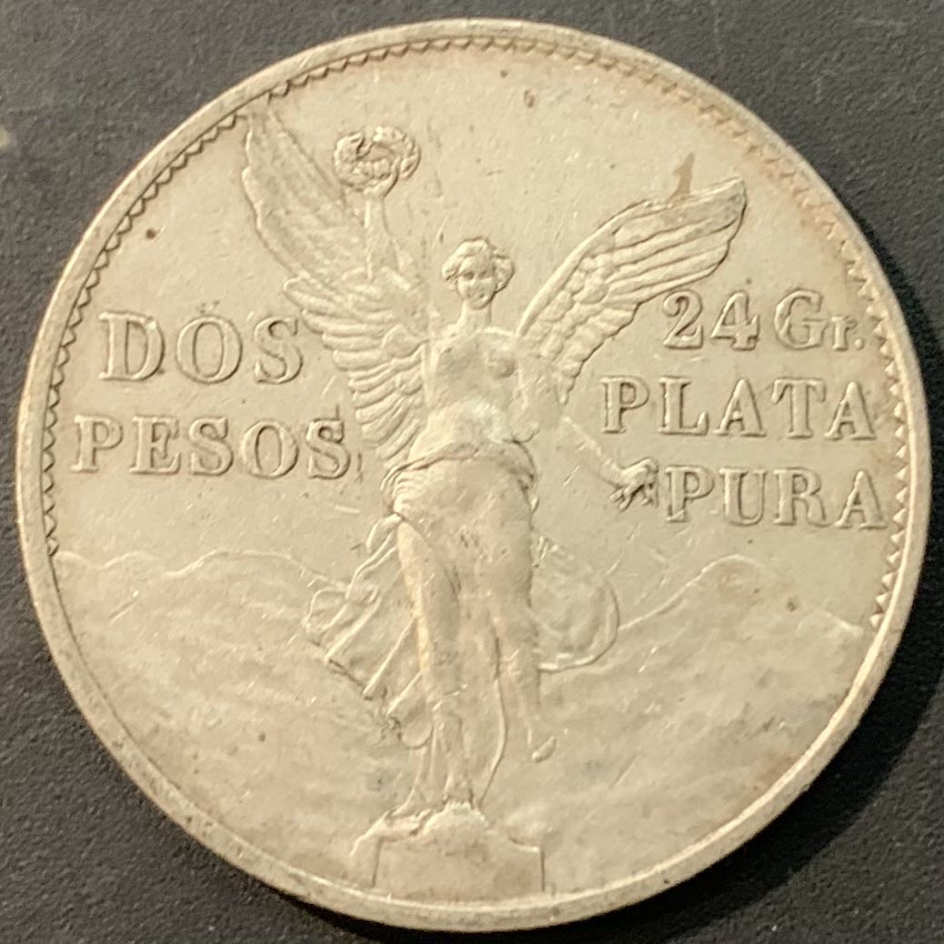 紫瑗钱币—微拍第129期  墨西哥 1921年 独立2周年 自由女神 2比索 银币 26.67克 0.9银