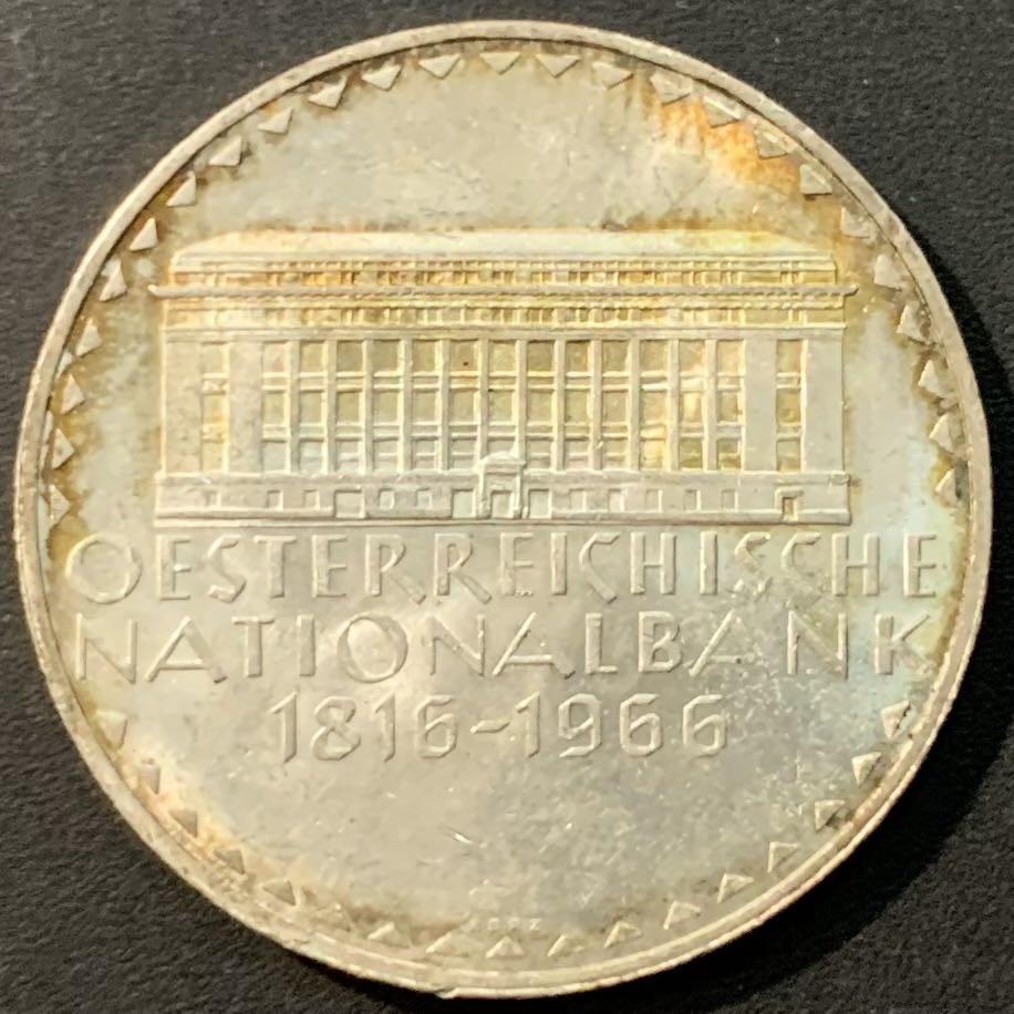 紫瑗钱币—微拍第119期  奥地利 1966年 国家银行150周年 50先令 20克 0.9银
