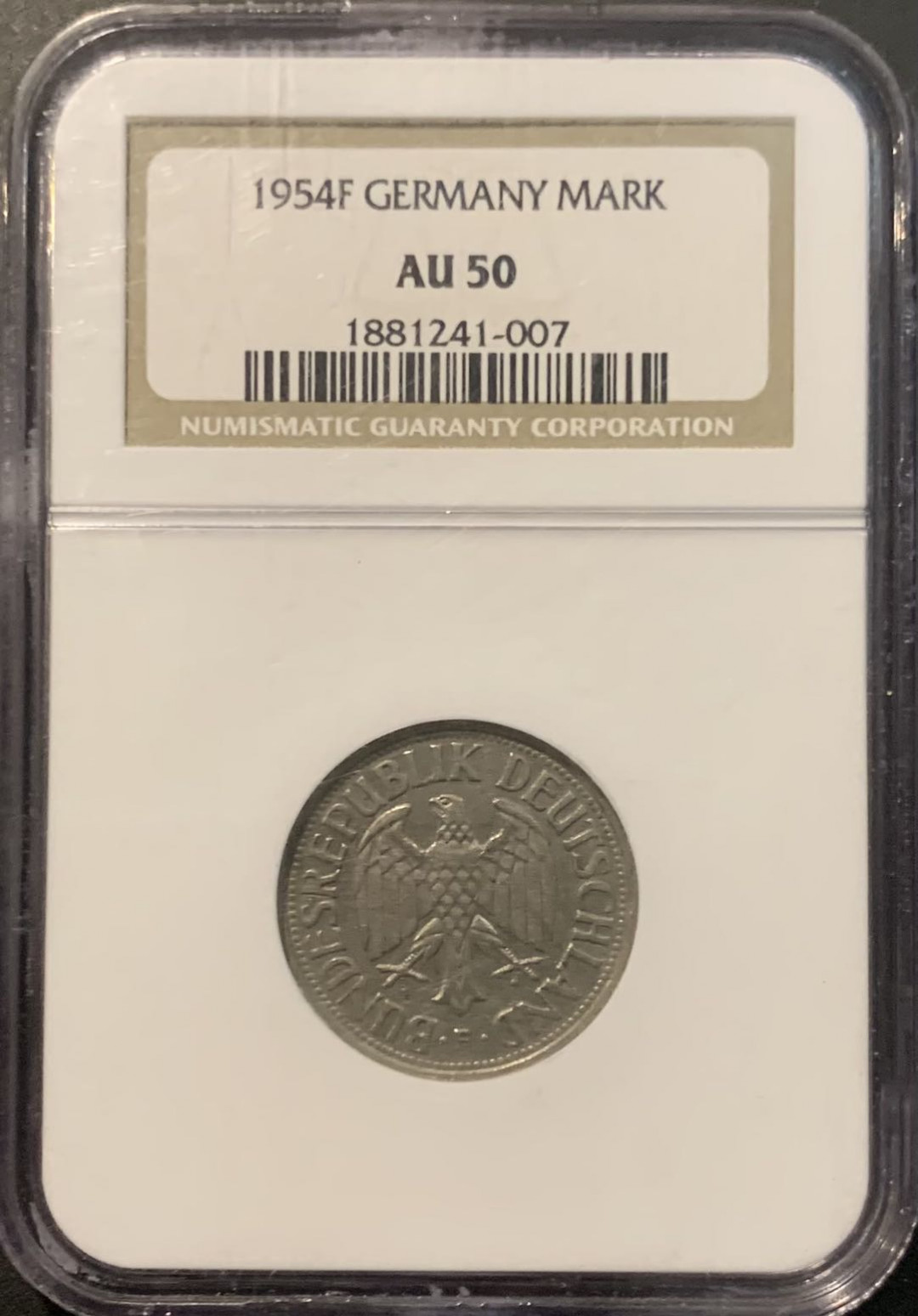 紫瑗钱币—微拍第119期  德国 1954年 联邦德国 F版 NGC AU50 高目录价