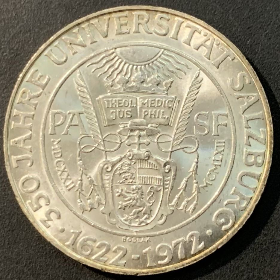 紫瑗钱币—微拍第119期  奥地利 1972年 萨尔兹堡大学350周年 50先令 20克 0.9银 UNC
