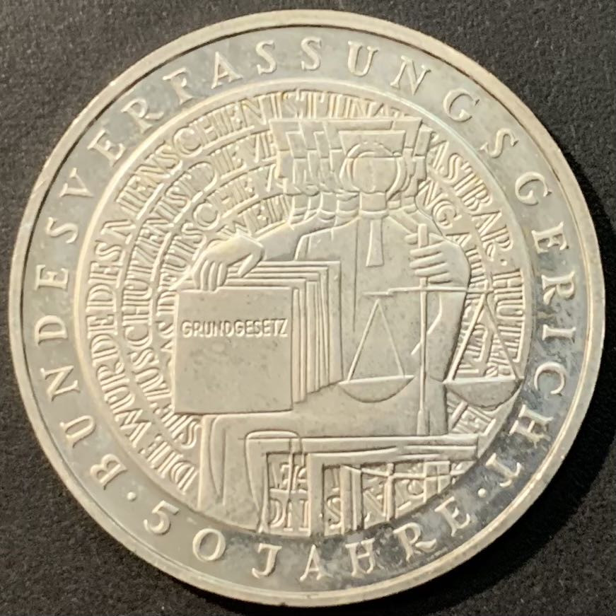 紫瑗钱币—微拍第119期  德国 2001年 G厂 联邦法院50周年 10马克 15.5克 0.925银