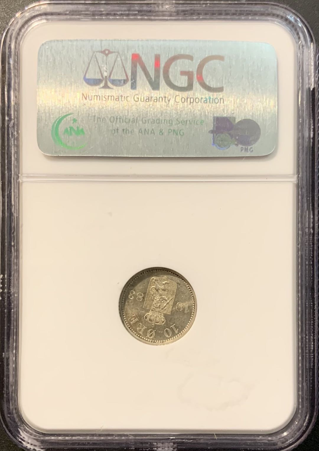 紫瑗钱币—微拍第119期  挪威 1883年 奥斯卡二世 10欧尔 银币 NGC MS62