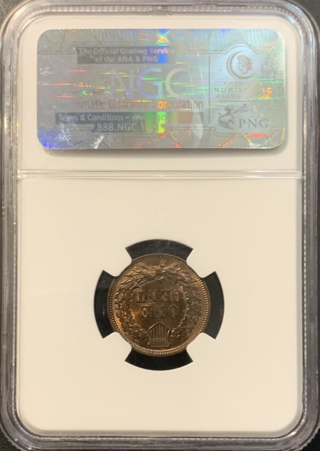 紫瑗钱币—微拍第129期  美国 1901年 印第安人 1美分 NGC MS63 RB