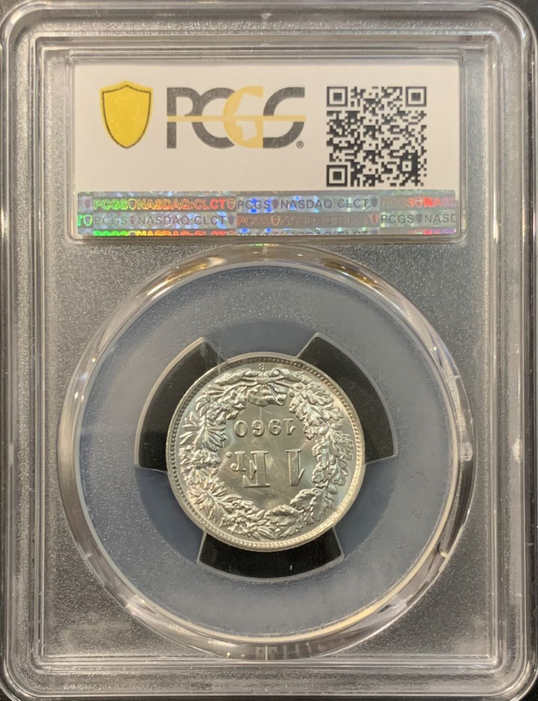 紫瑗钱币—微拍第119期  瑞士 1960年B 赫尔维蒂女神 1法郎 PCGS MS65