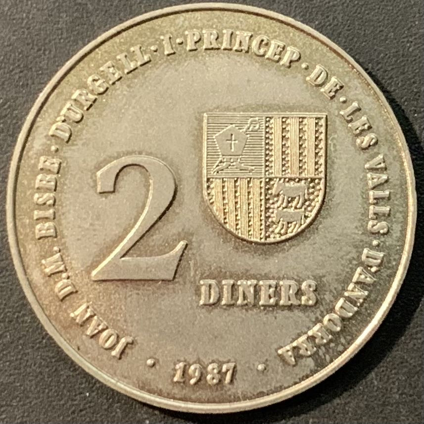 紫瑗钱币—微拍第119期  安道尔 1987年 1992年奥运会 2第纳尔 镍币 