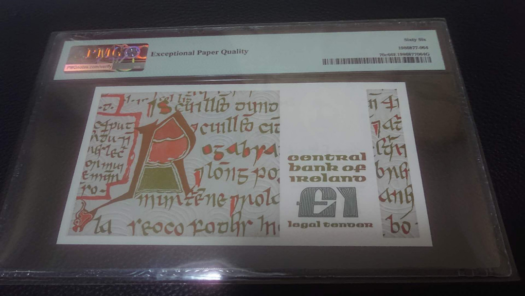 【囧羊收藏】精选微拍第4场~评级币专场（有澳门金龙，荷兰伊拉斯谟等），近期陆续上架 1982年爱尔兰1镑 全新UNC PMG66E