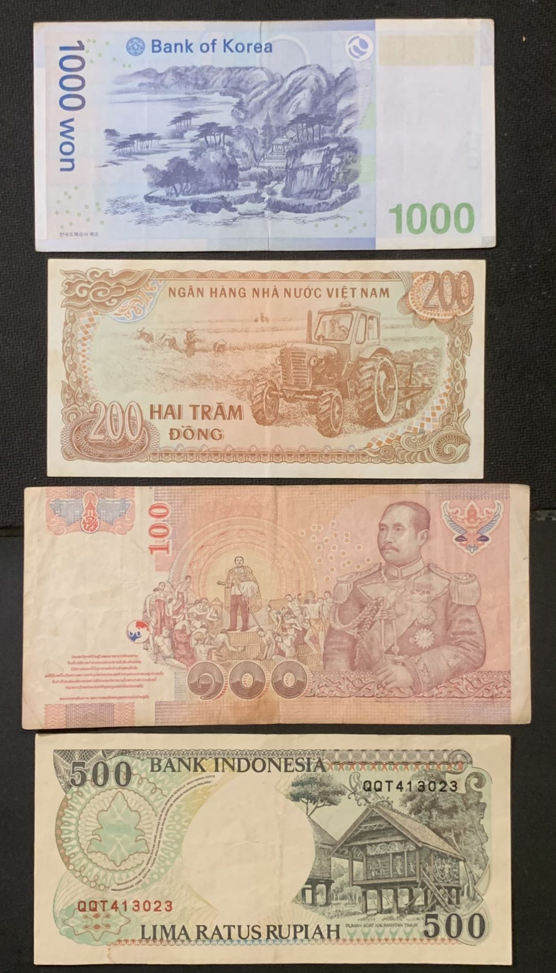 紫瑗钱币—微拍第120期—纸币场 泰国等流通外国纸币 4枚一组