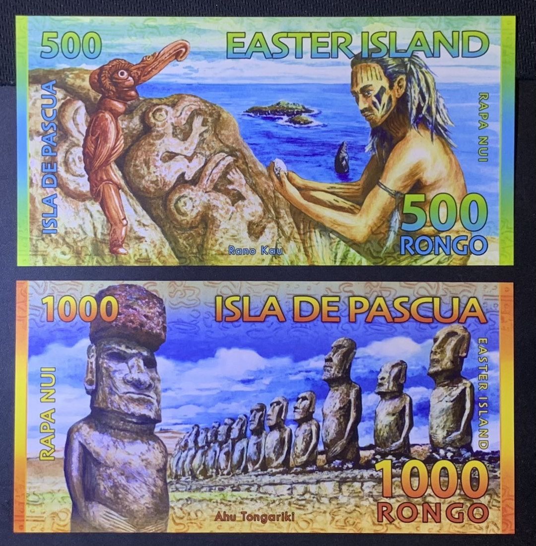 紫瑗钱币—微拍第120期—纸币场 复活节岛 2013年 500 1000法郎 塑料 纪念钞 UNC 2枚一组