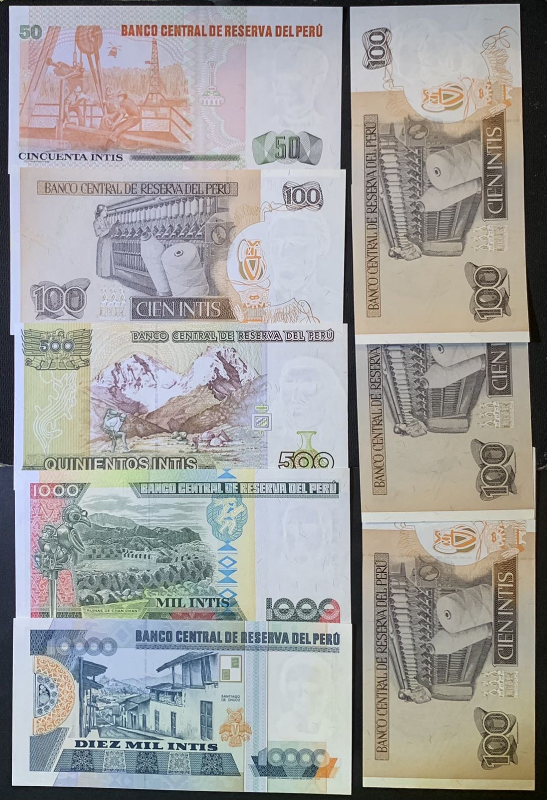 紫瑗钱币—微拍第120期—纸币场 秘鲁 早期 人物纸币 一组8枚 UNC