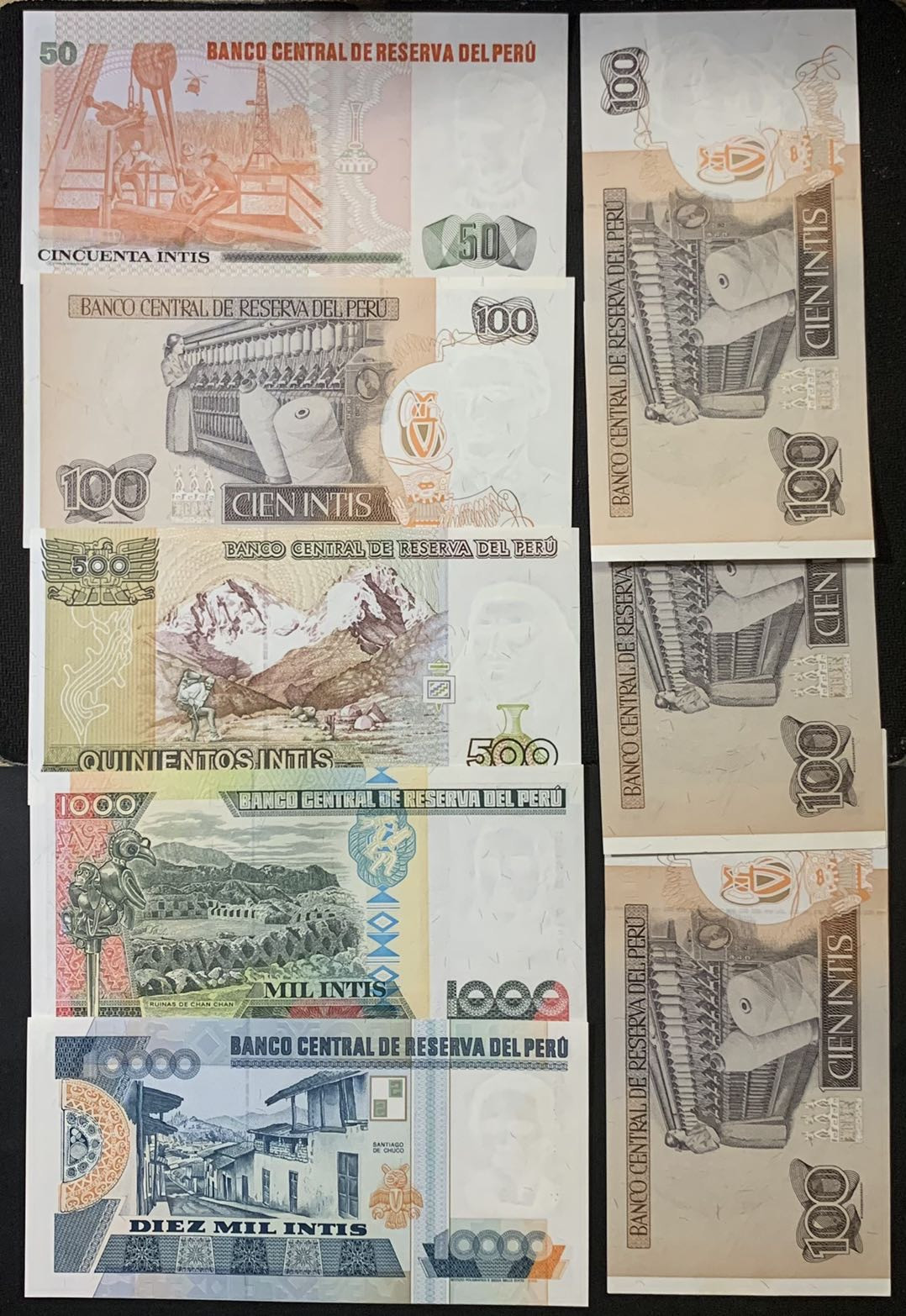 紫瑗钱币—微拍第120期—纸币场 秘鲁 早期 人物纸币 一组8枚 UNC