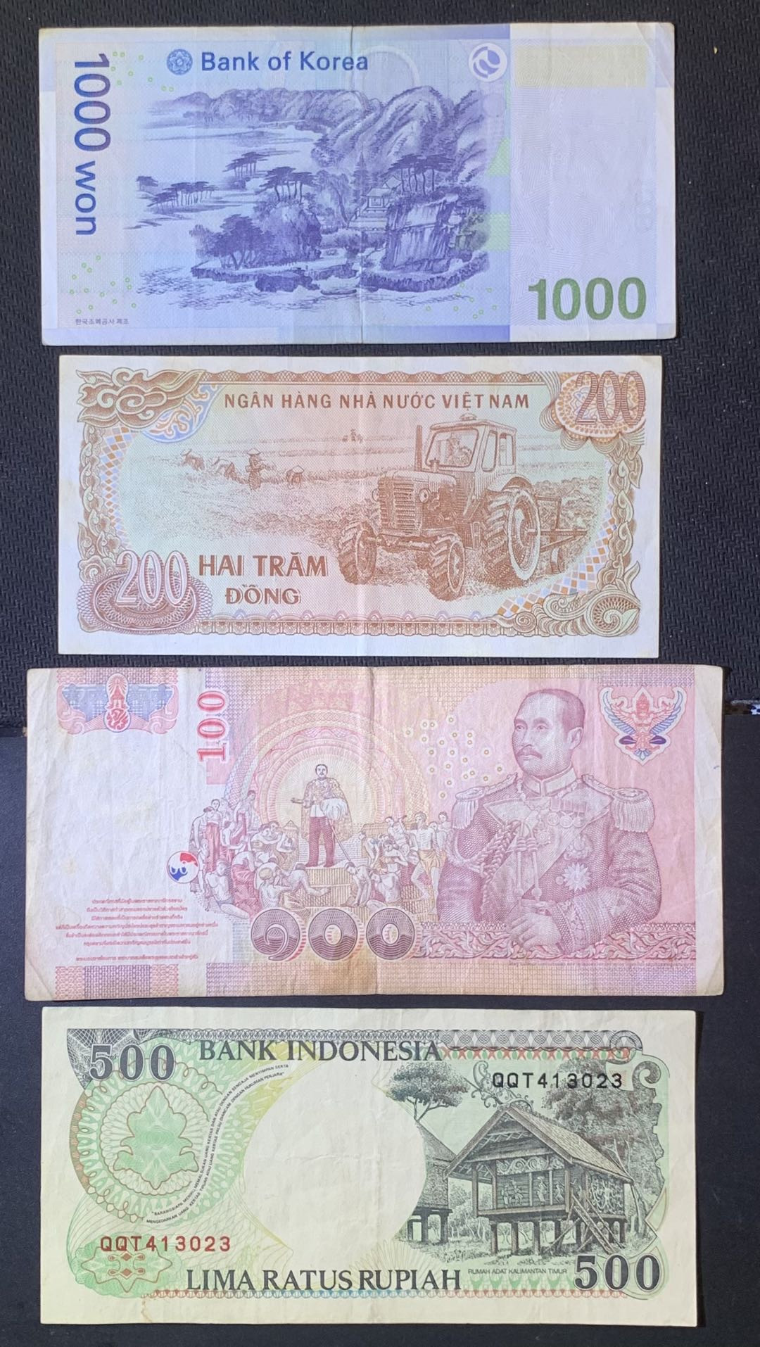 紫瑗钱币—微拍第120期—纸币场 泰国等流通外国纸币 4枚一组