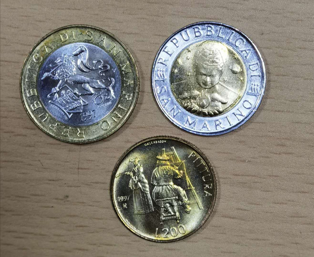 北京马甸外国钱币专卖微拍第三十期，非贵金属纪念币，流通币专场，陆续上新，欢迎关注 圣马力诺流通币3枚，品相如图